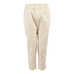 Brunello Cucinelli Beige Perlen spitz zulaufende Hose Größe S