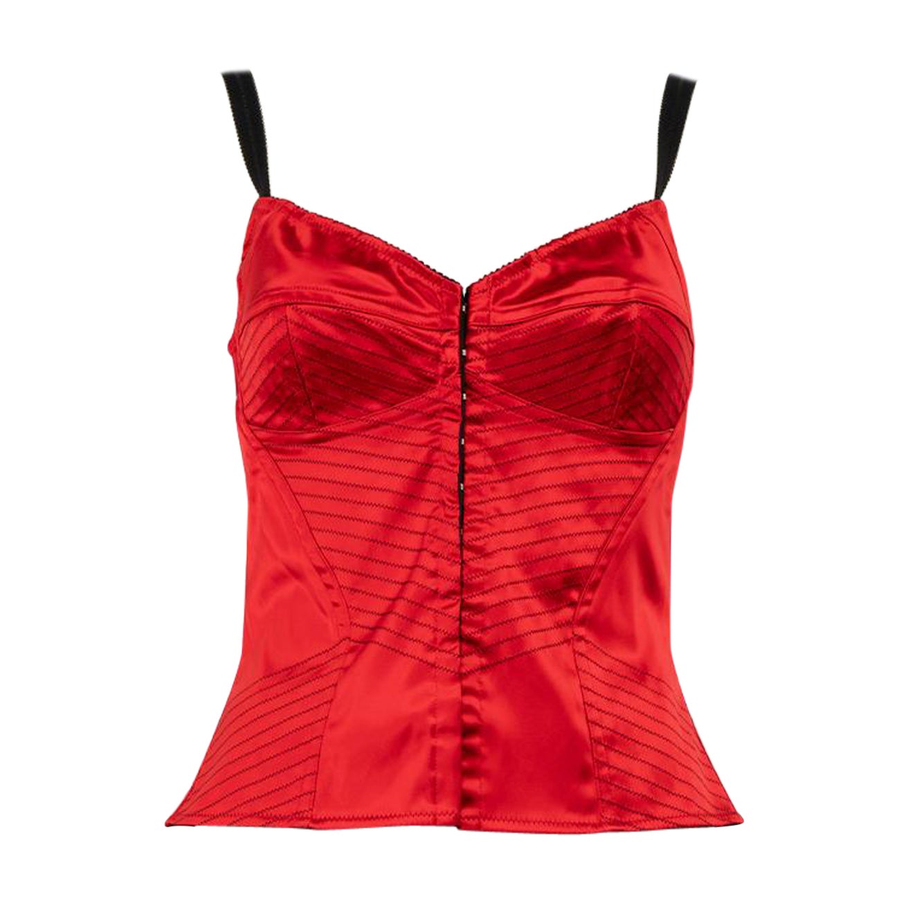 Dolce & Gabbana Red Striped Stitching Corset Size M For Sale