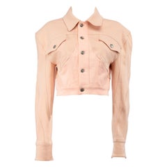 Mugler Pink Denim Cropped Jacket Size M