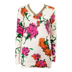 Escada Floral Pattern Knitted Sweater Size XS