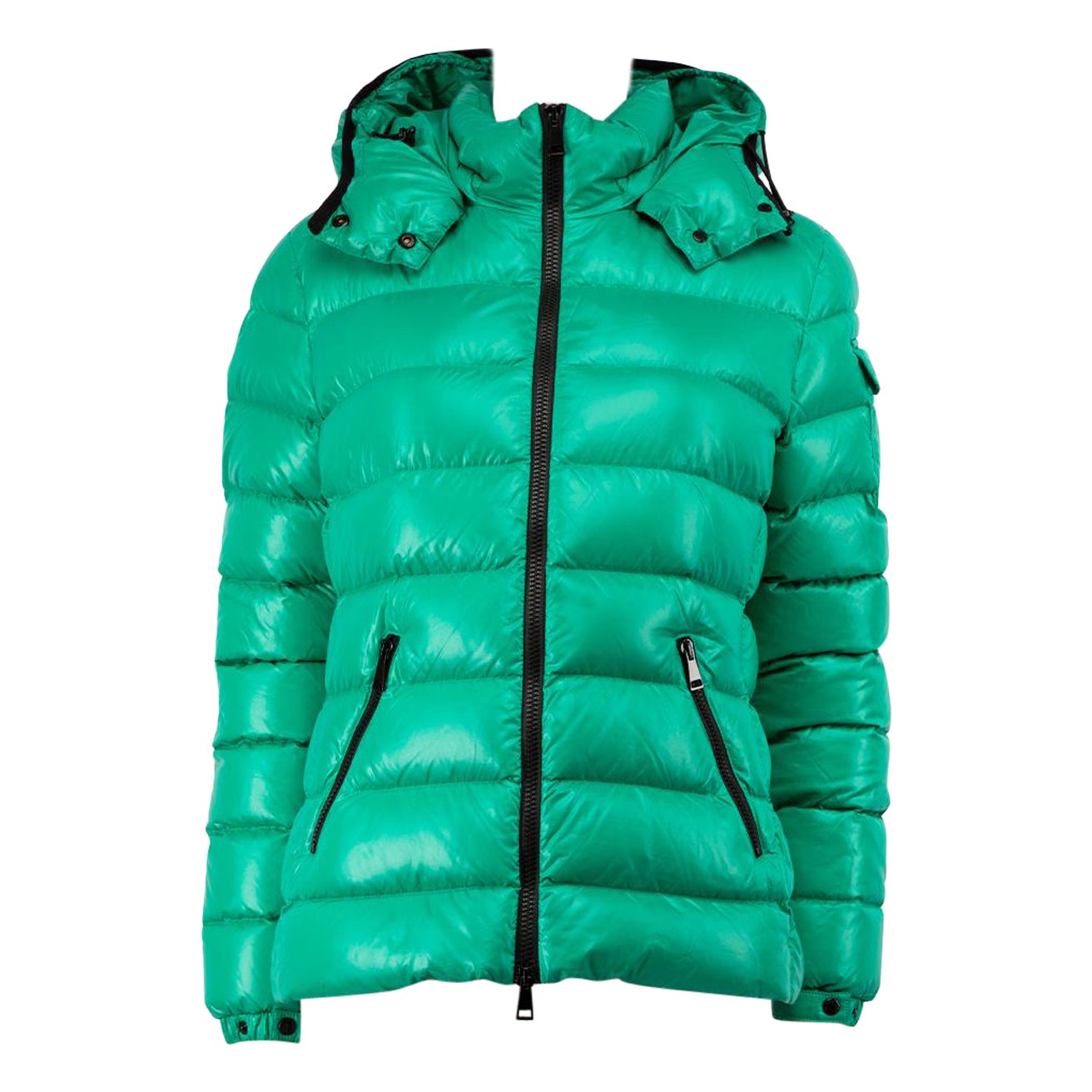 Moncler Green Bady Hooded Puffer Down Jacket Size XS For Sale