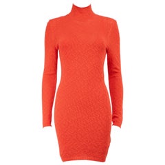 Fendi Fendi x Skims Rotes Mesh-Logo-Strickkleid Größe M