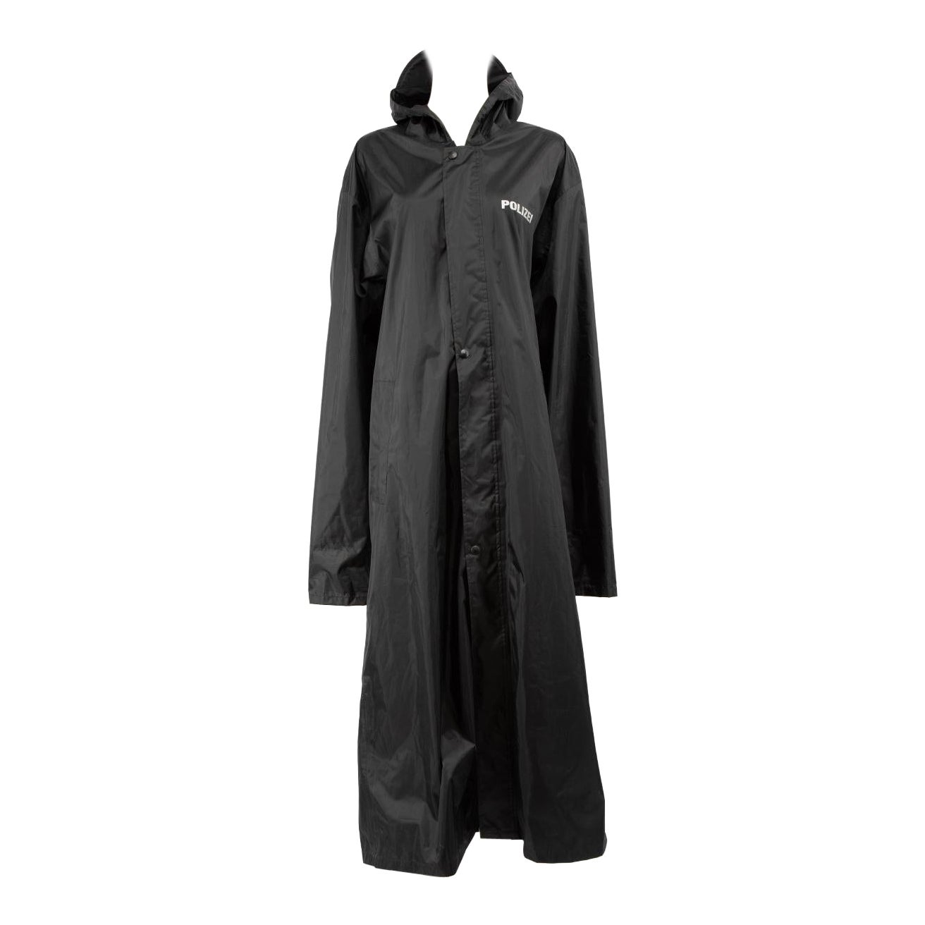 Vetements Black Polizei Oversized Hooded Raincoat Size L For Sale