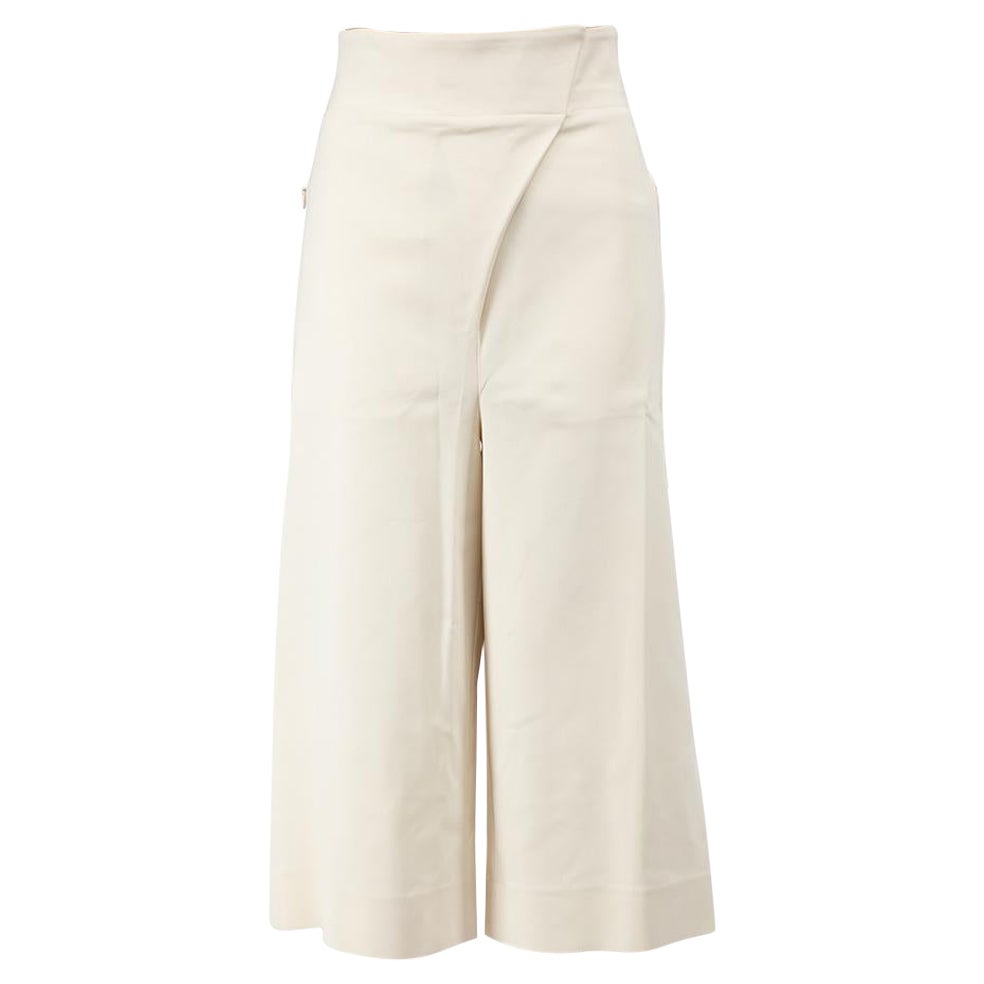 Tibi Cream Wide Leg Cropped Trousers Size XS For Sale