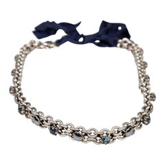 Used Lanvin Silver Chain Crystal Tie Belt