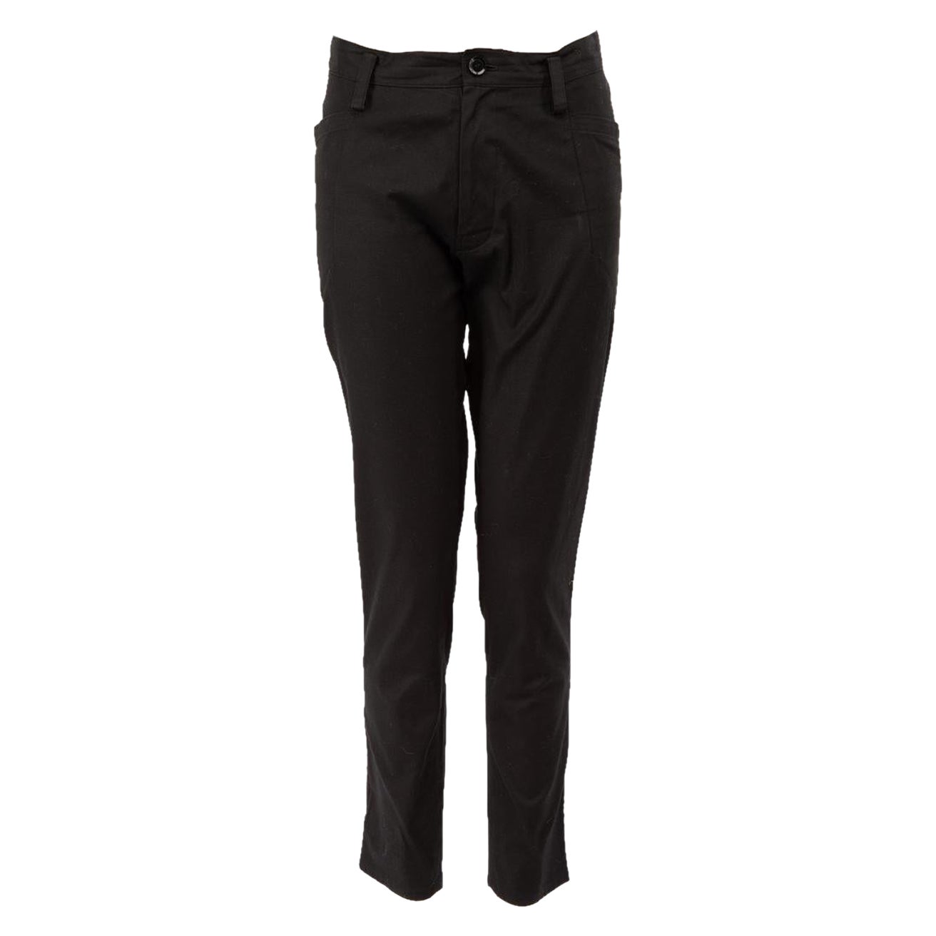 Yohji Yamamoto Black Slim Fit High Rise Trousers Size XS For Sale