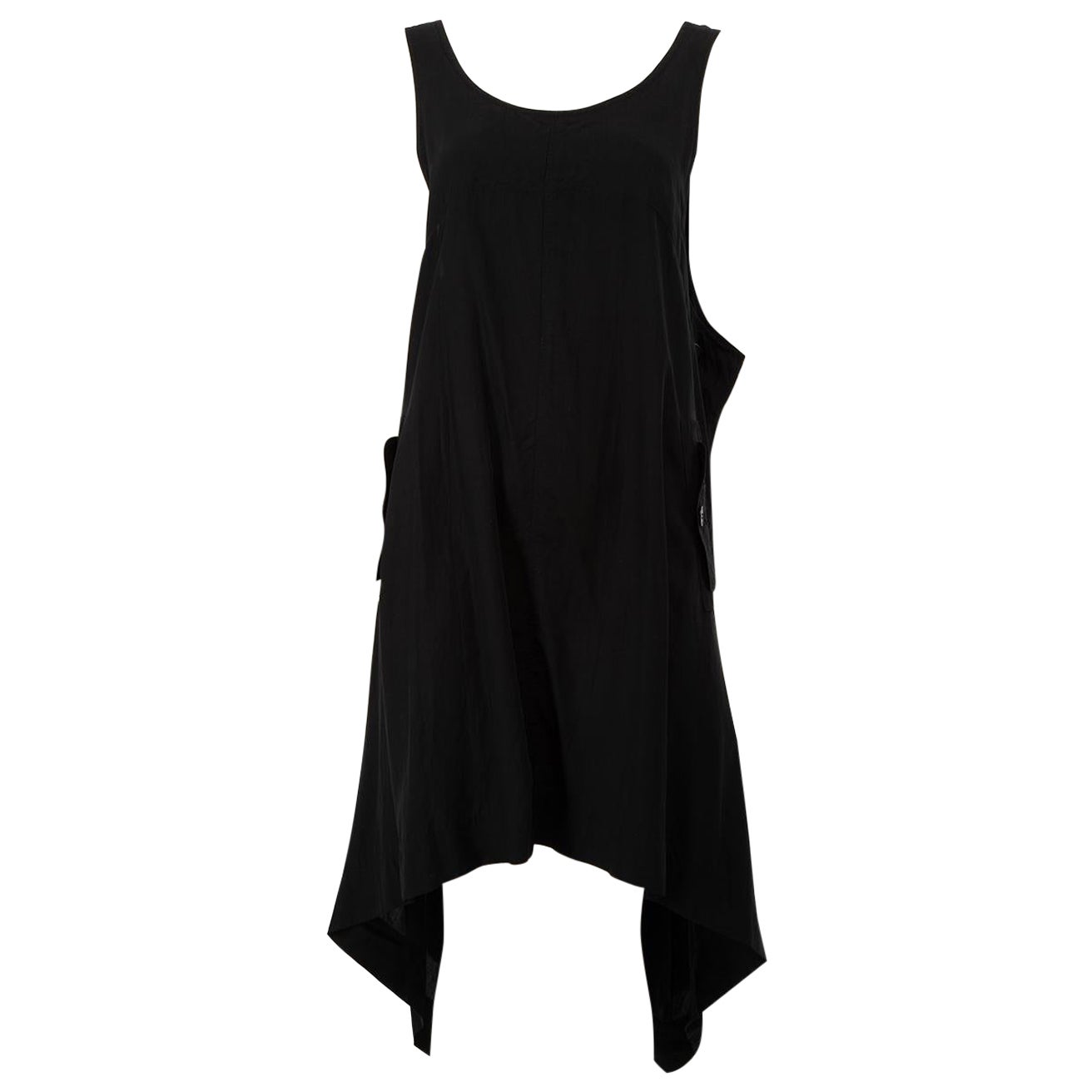 Yohji Yamamoto Black Sleeveless Pocket Detail Dress Size XS For Sale