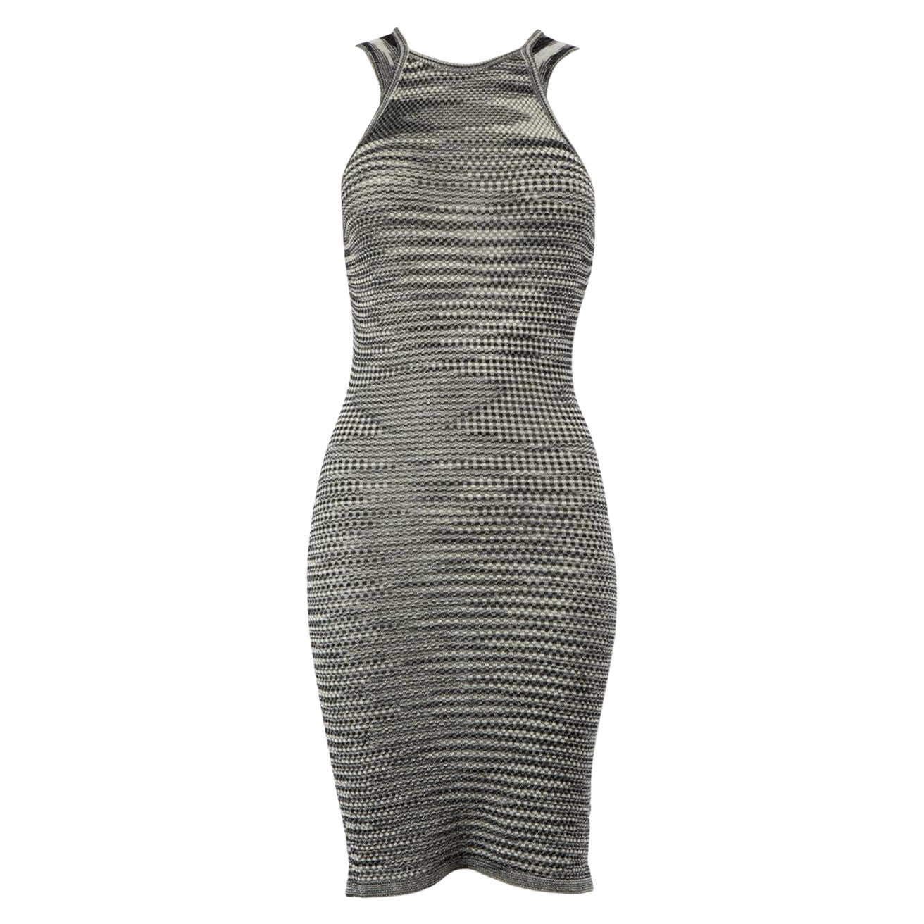 Missoni Grey Striped Knit Knee Length Dress Size S For Sale
