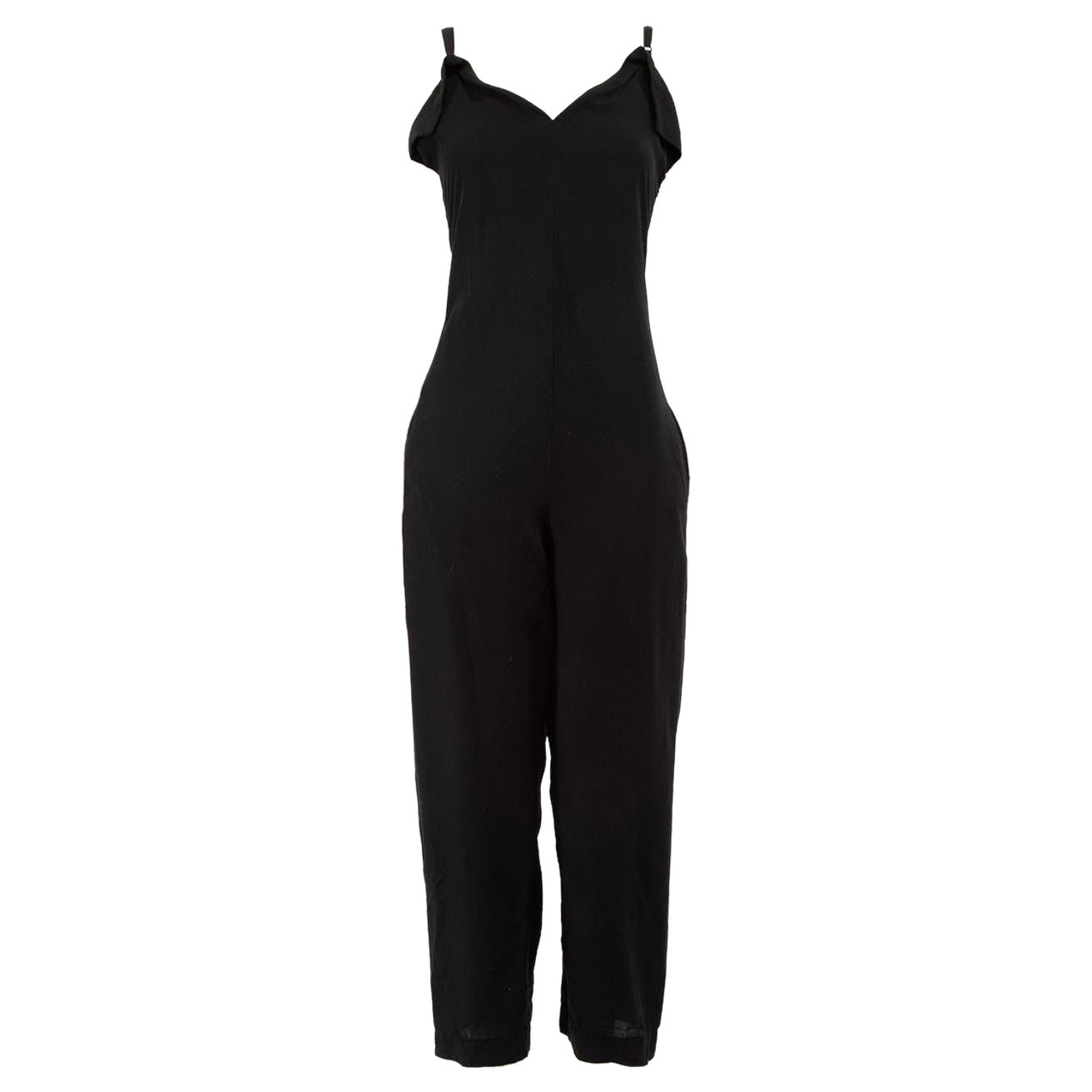 Yohji Yamamoto Michiko by Y's Black Lace Up Back Jumpsuit Size S For Sale