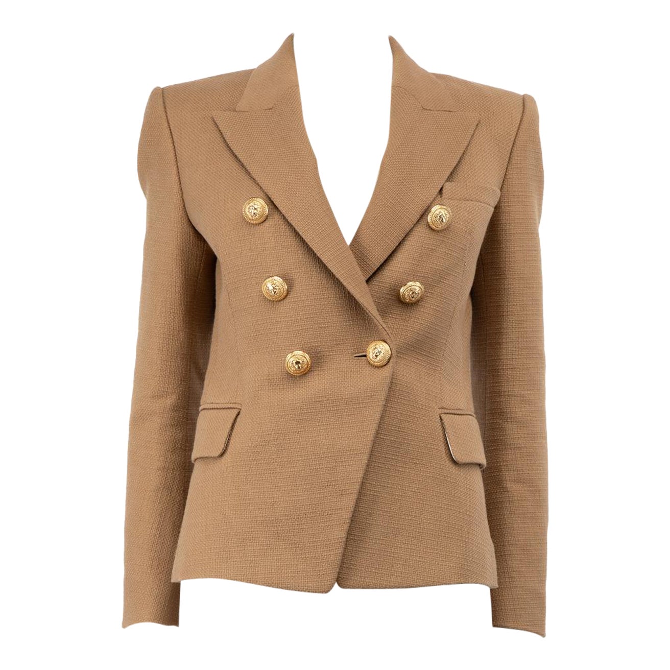Balmain Brown Double-Breasted Blazer Size L For Sale