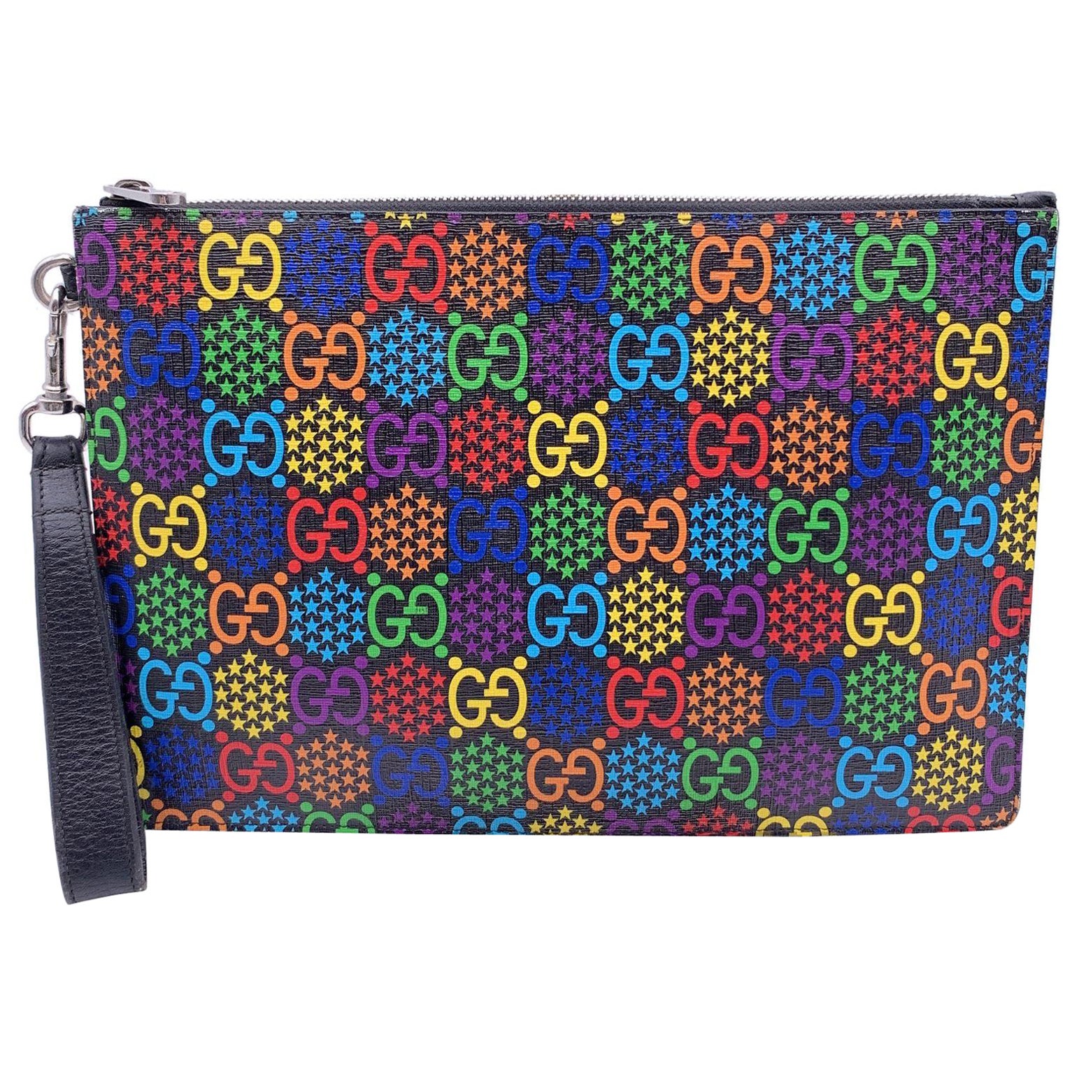 Gucci GG Supreme Monogram Canvas Psychedelic Clutch Wrist Bag For Sale