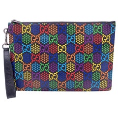 Used Gucci GG Supreme Monogram Canvas Psychedelic Clutch Wrist Bag