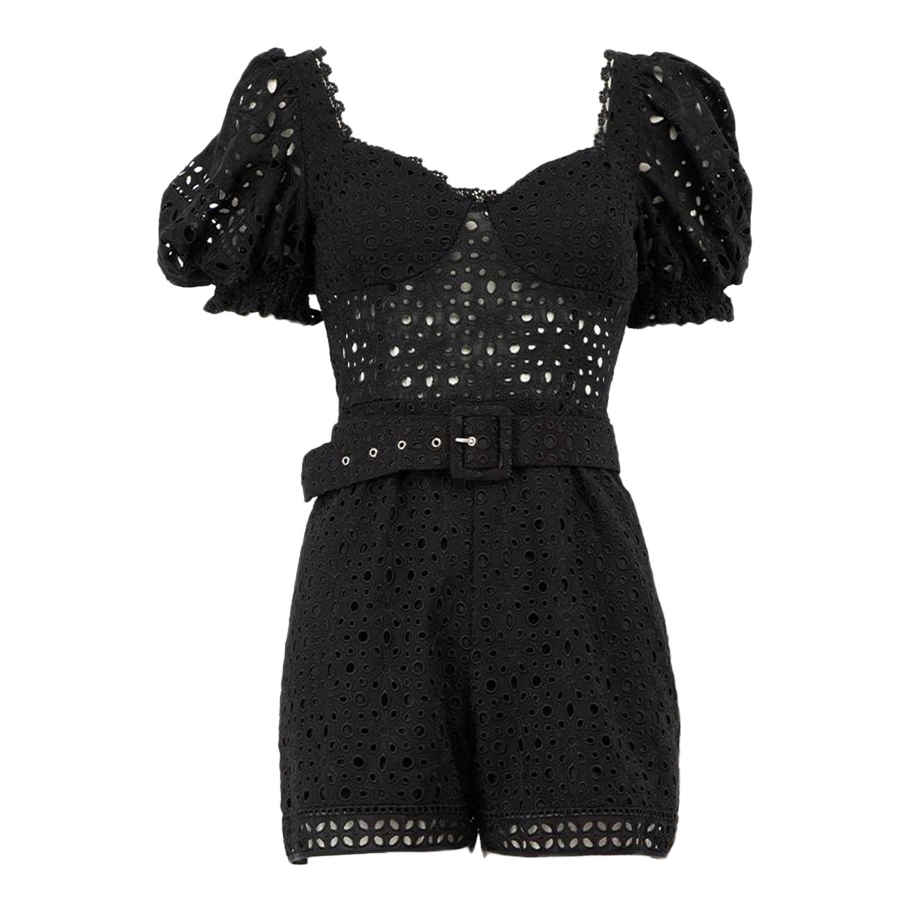 Charo Ruiz Black Broderie Anglaise Playsuit Size S For Sale