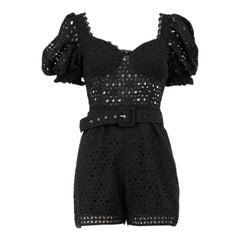 Charo Ruiz Black Broderie Anglaise Playsuit Size S