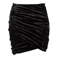 Isabel Marant Black Velvet Ruched Mini Skirt Size S