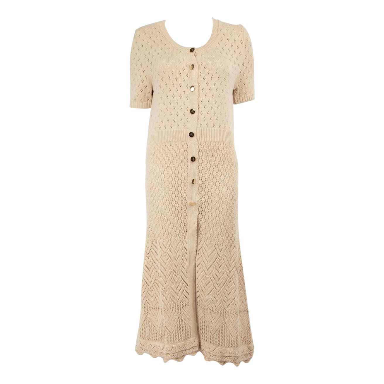 Altuzarra Beige Button Detail Knit Dress Size L For Sale