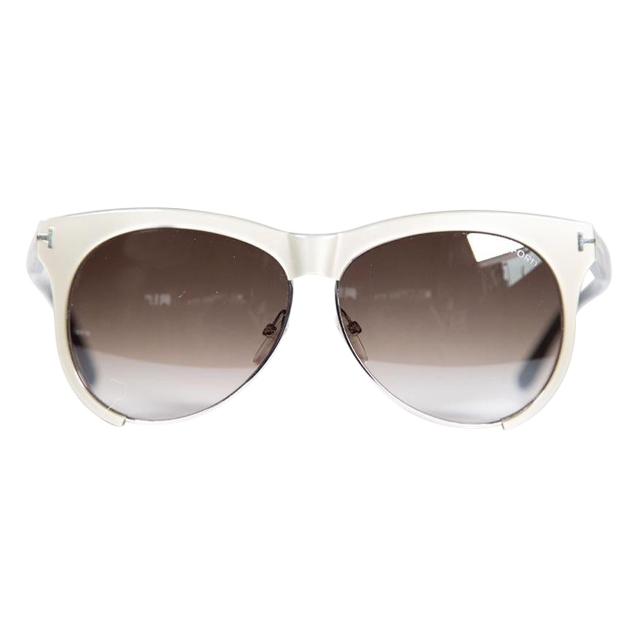 Tom Ford Grey Bronze Leona Round Sunglasses For Sale