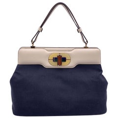 Bulgari Bvlgari Isabella Rossellini Tasche aus schwarzem Segeltuch und Leder