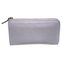 Gucci Silver Tone Leather Continental Zip Wallet Coin Purse