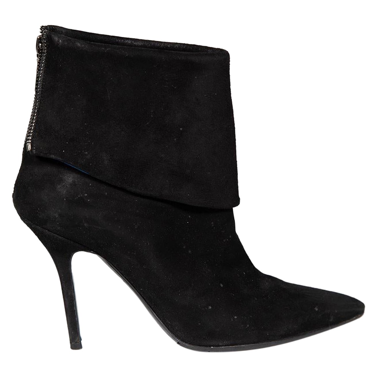 Dior Black Suede Pointed-Toe Boots Size IT 38 For Sale