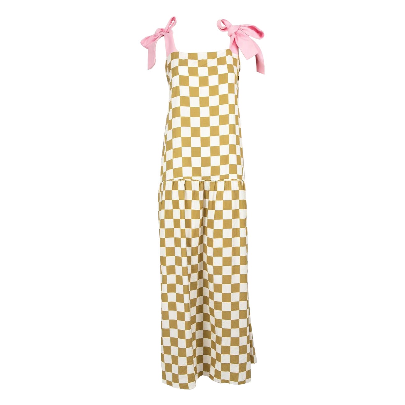 Adriana Degreas Checkered Pattern Maxi Dress Size M For Sale