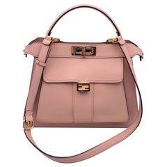 Used Fendi Pink Leather Peekaboo ISeeU Medium Top Handle Satchel