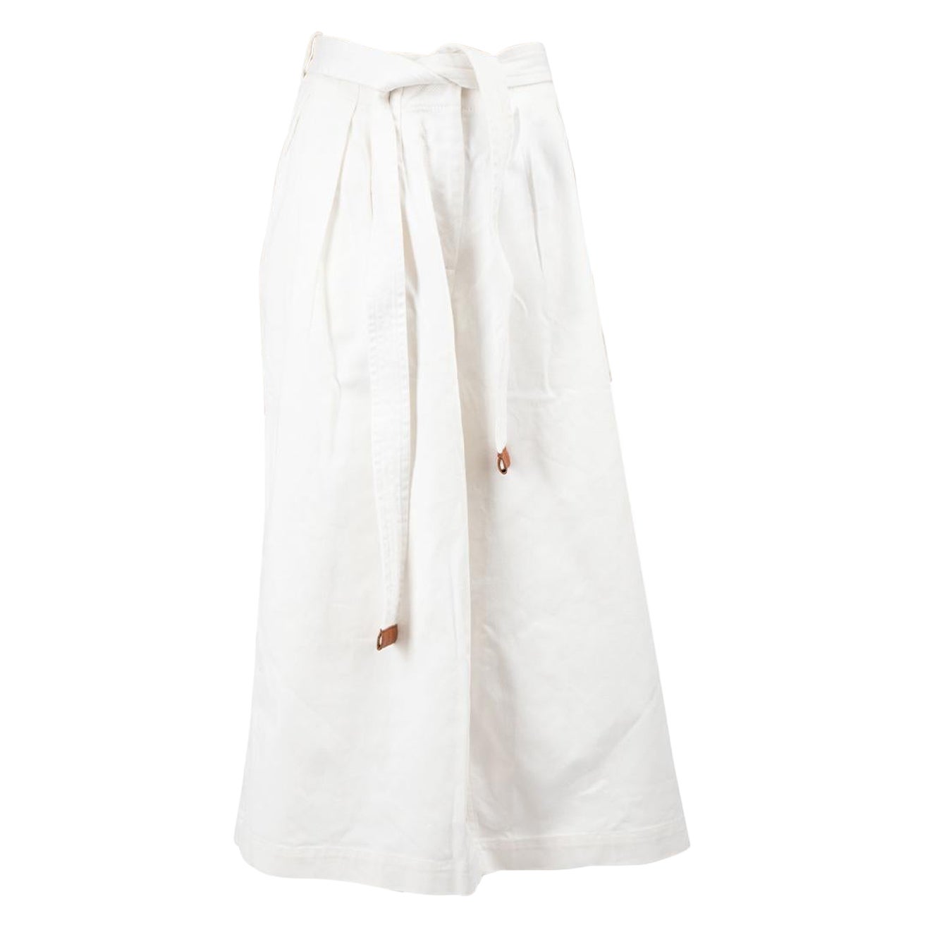 Loewe Weiße Denim-Jeans mit Gürtel und Cropped Größe M im Angebot