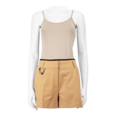 Céline Camel Wool Chain Detail Mini Shorts Size M