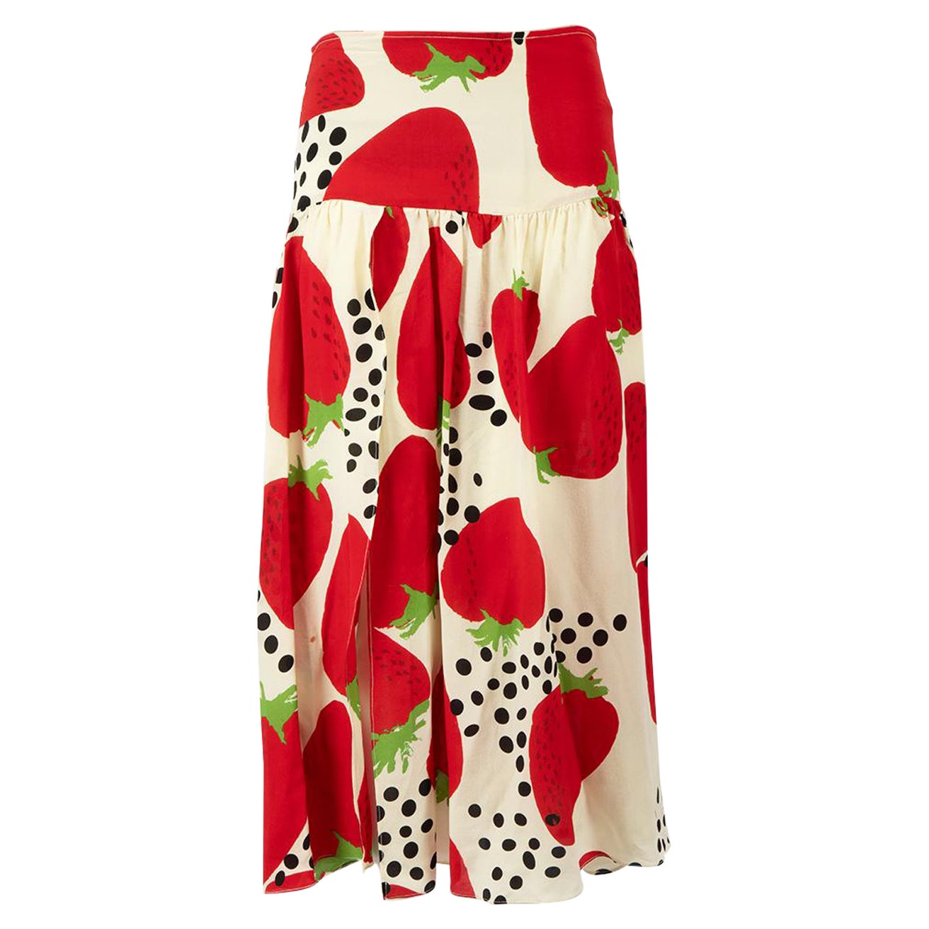 Adriana Degreas Strawberry Print Knee Length Skirt Size M For Sale
