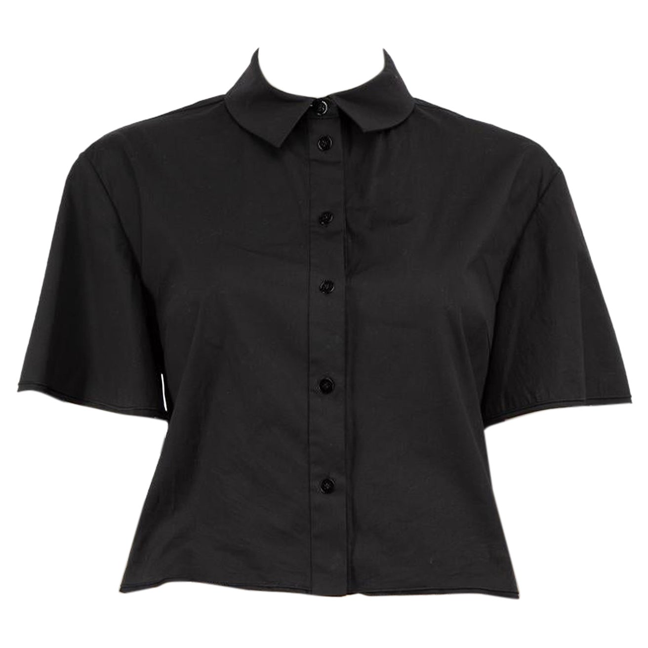 Proenza Schouler Black Eco Poplin Cropped Shirt Size S For Sale