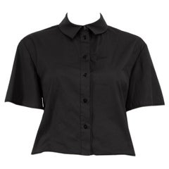 Proenza Schouler Black Eco Poplin Cropped Shirt Size S