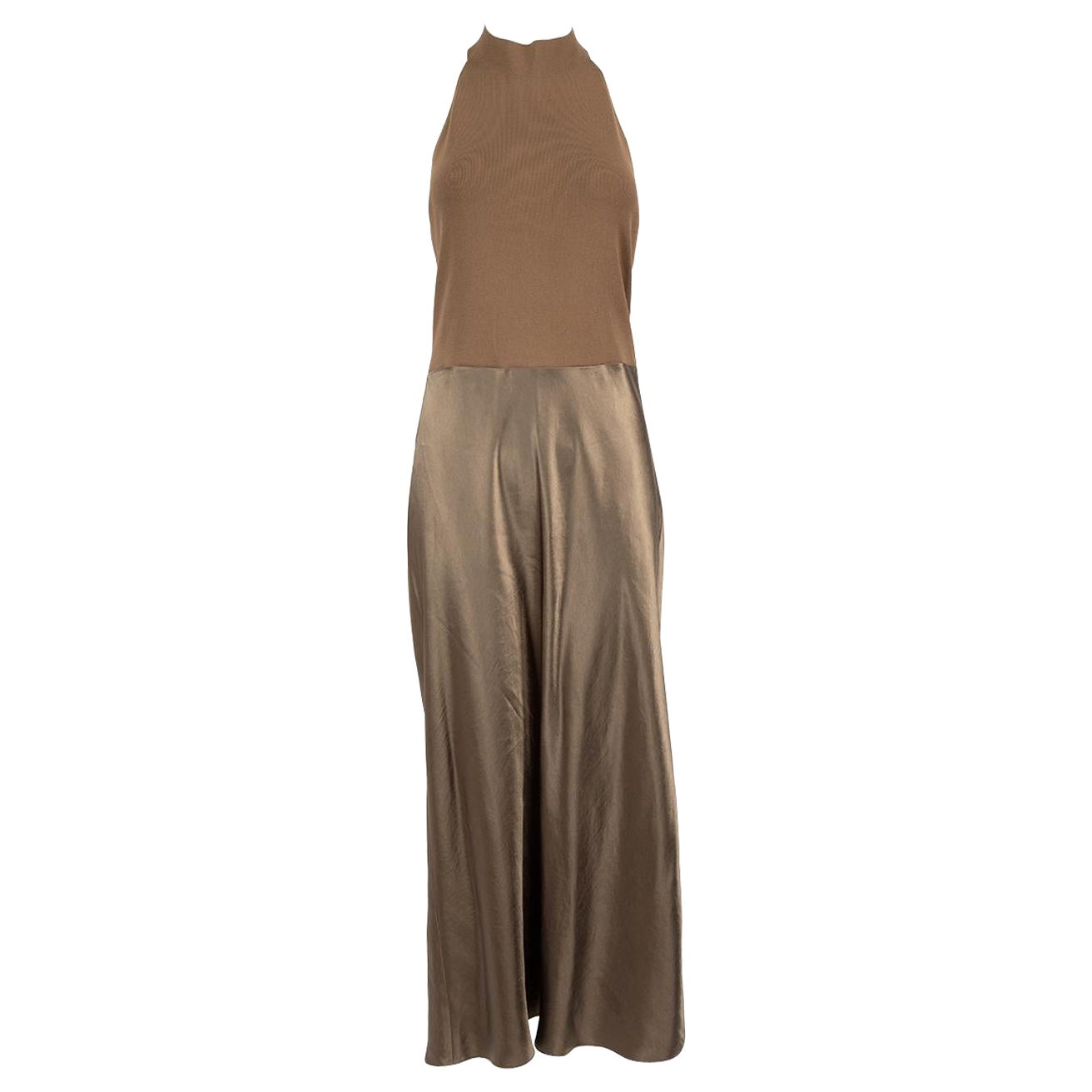 Vince Khaki Halterneck Maxi Dress Size M For Sale