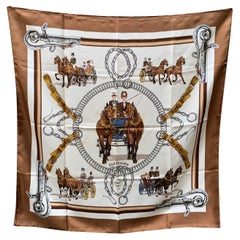 Hermes Paris Used Silk Scarf Equipages 1973 Philippe Ledoux