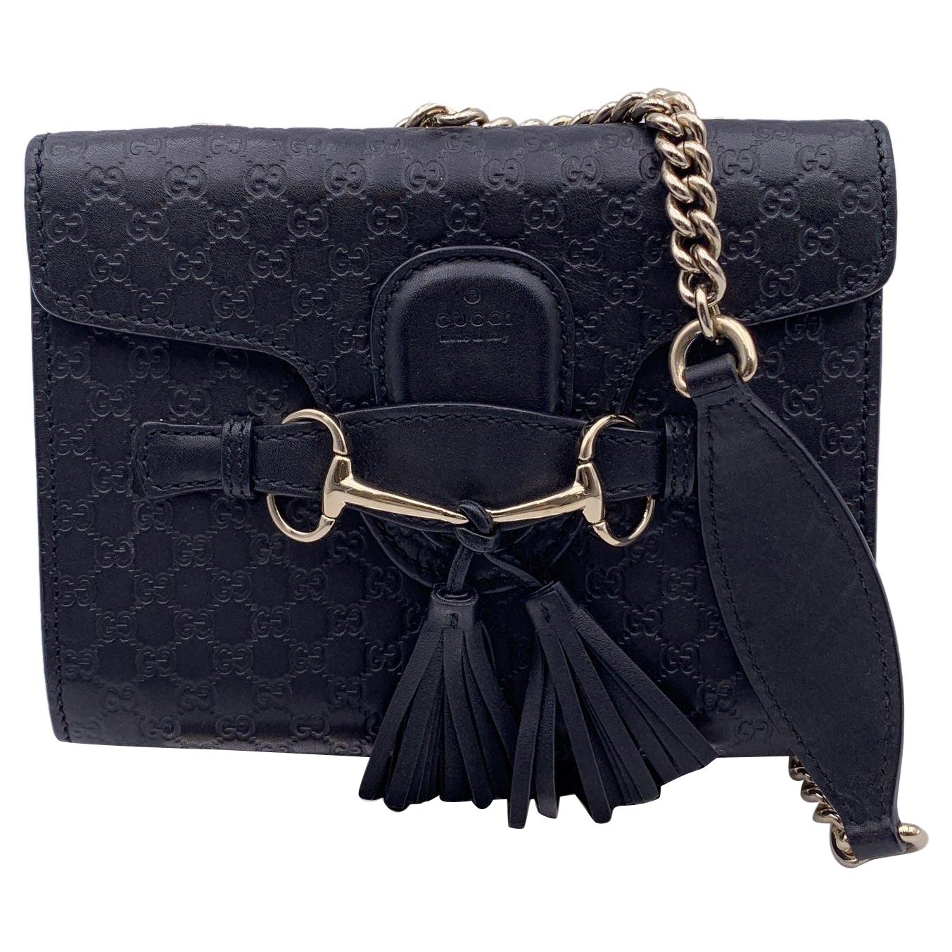 Gucci Black Microguccissima Leather Mini Emily Shoulder Bag
