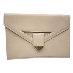 Yves Saint Laurent Retro Beige Leather Clutch Bag Handbag