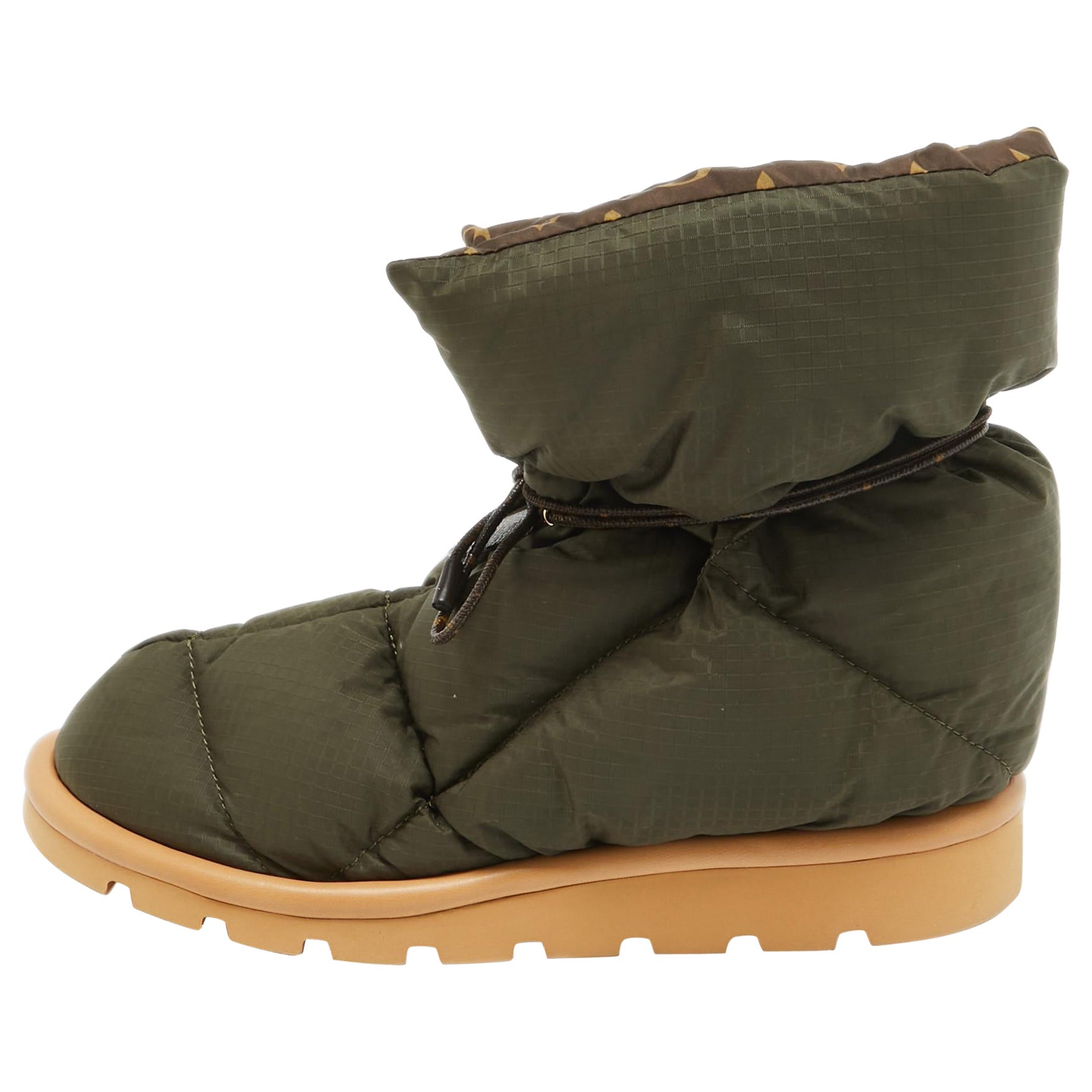 Louis Vuitton Green Nylon Pillow Comfort Ankle Boots Size 40 For Sale