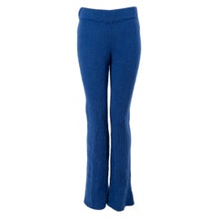 The Elder Statesman Pantalon en tricot de cachemire bleu taille S