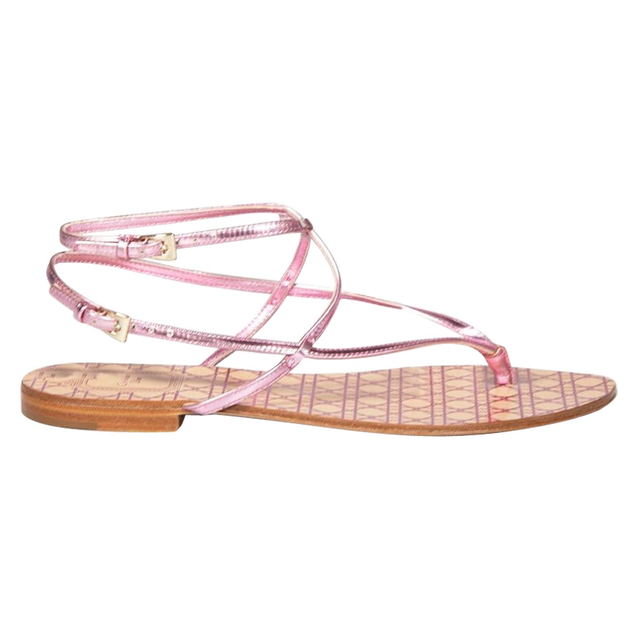 Dior Pink Leather Thong Sandals Size IT 38 For Sale