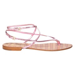 Used Dior Pink Leather Thong Sandals Size IT 38