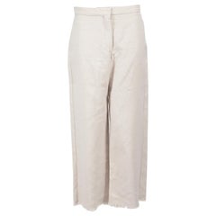 Max Mara S' Max Mara Ecru Raw Hem Tailored Trousers Size M