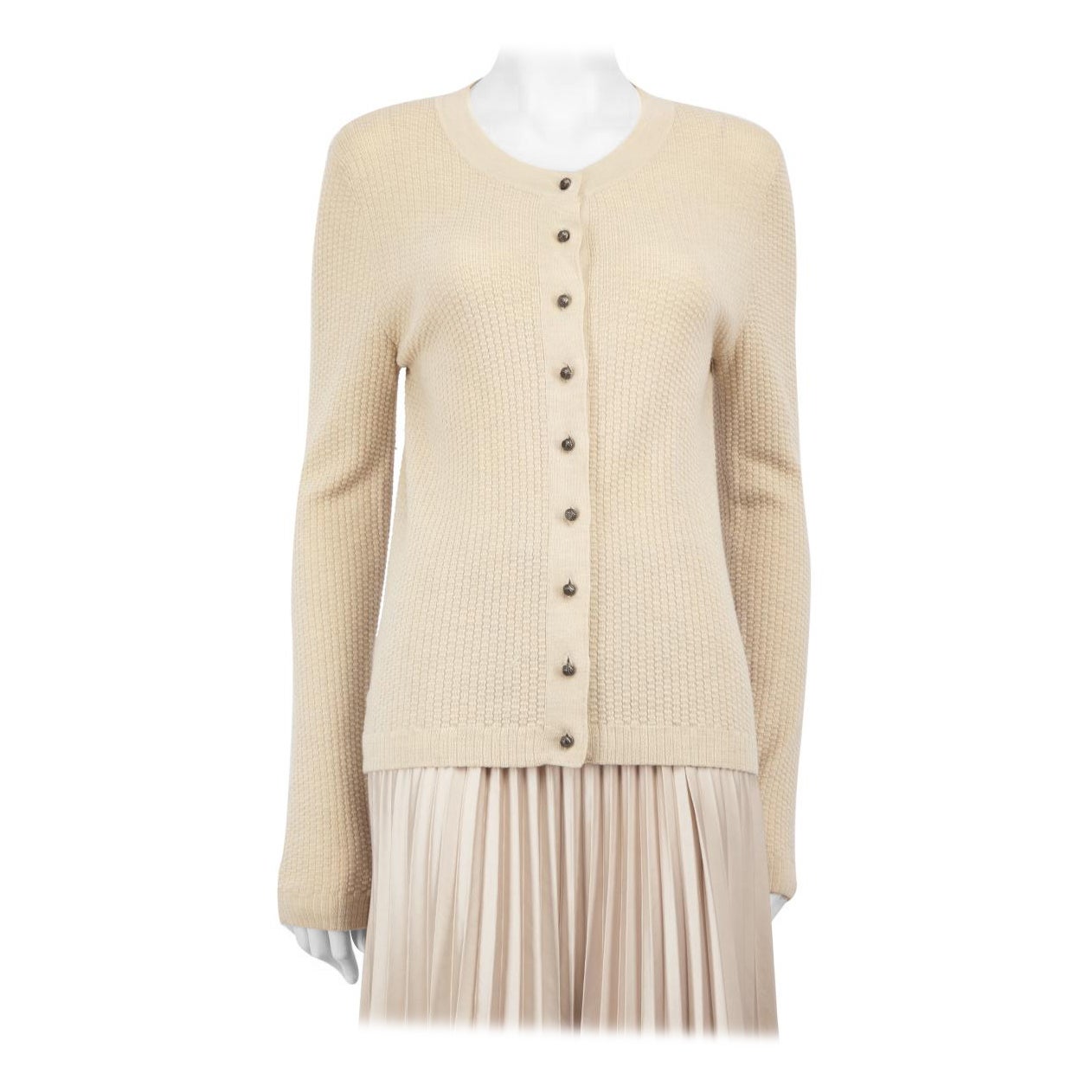 Balenciaga Beige Wool Motorcycle Button Knitted Cardigan Size XL For Sale