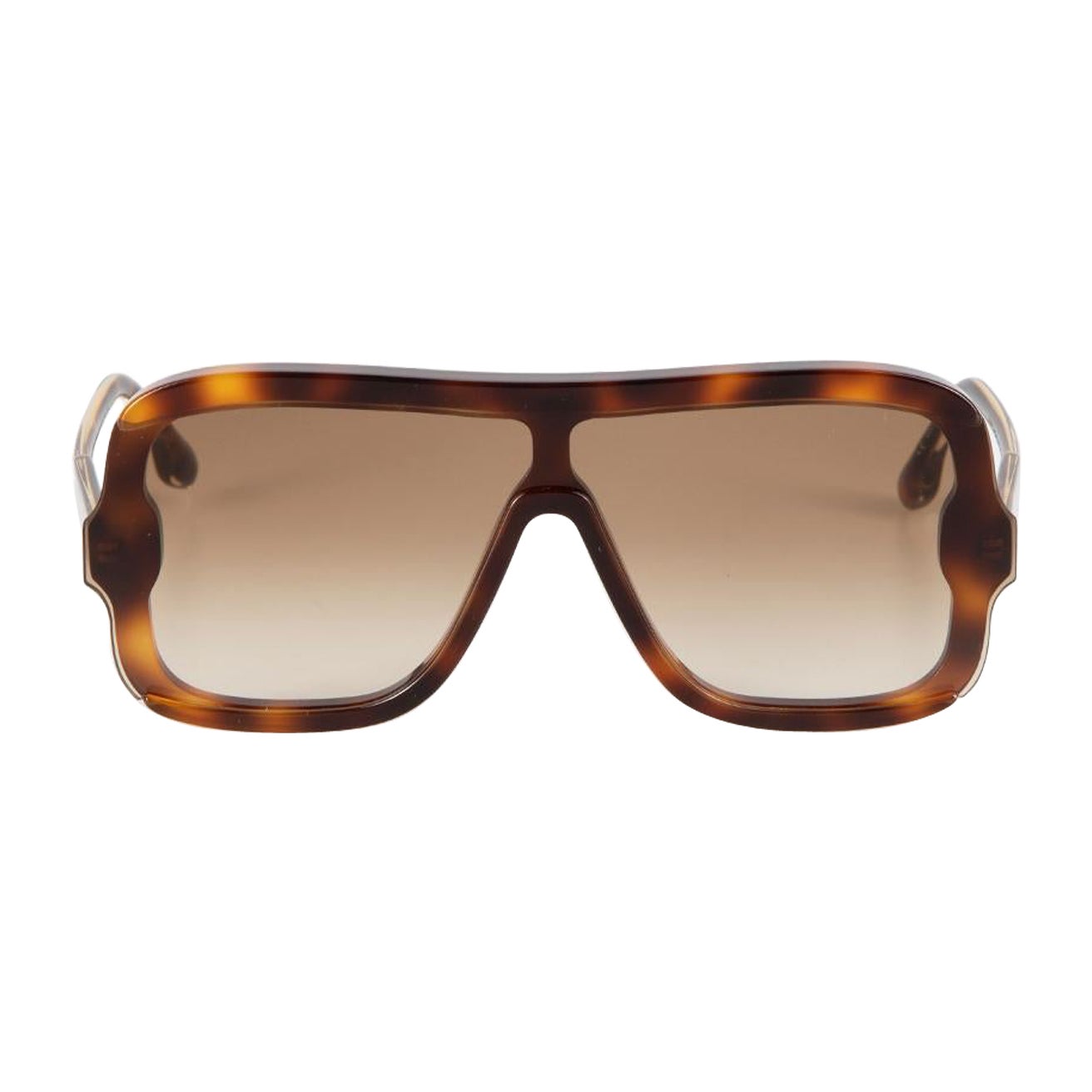 Victoria Beckham Brown Tortoiseshell Shield Sunglasses For Sale