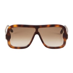 Victoria Beckham Brown Tortoiseshell Shield Sunglasses