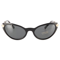 Versace Schwarze Sonnenbrille mit Katzenauge-Logo-Details