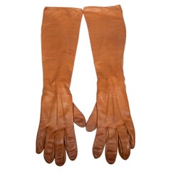 Used Prada Brown Leather Long Gloves