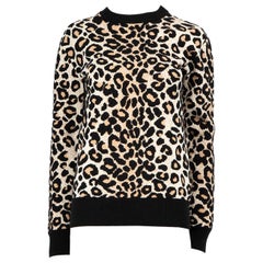 Céline Beige Leopard Print Knit Jumper Size S