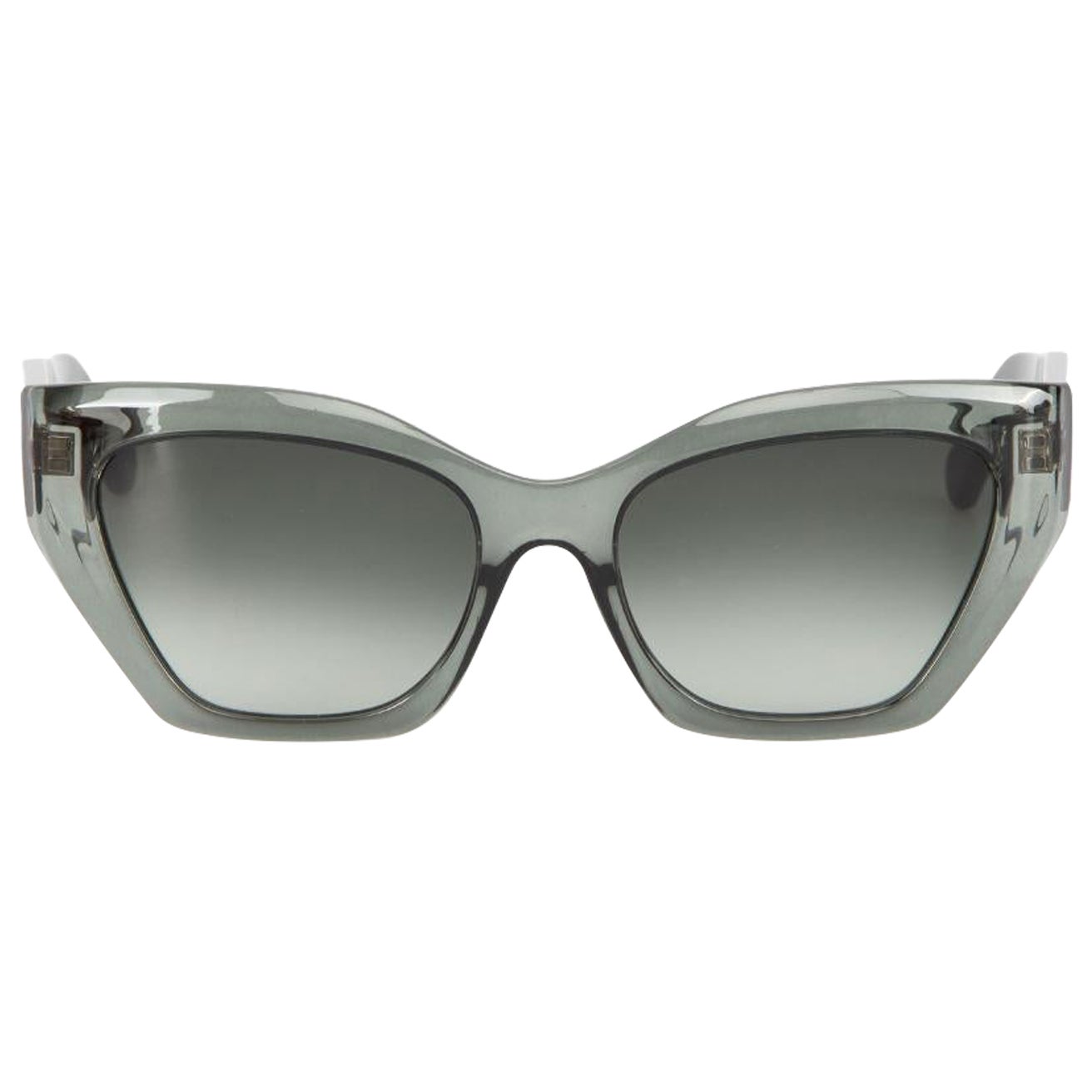 Salvatore Ferragamo Transparent Forest Green Gradient Square Sunglasses For Sale