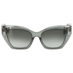 Salvatore Ferragamo Transparent Forest Green Gradient Square Sunglasses