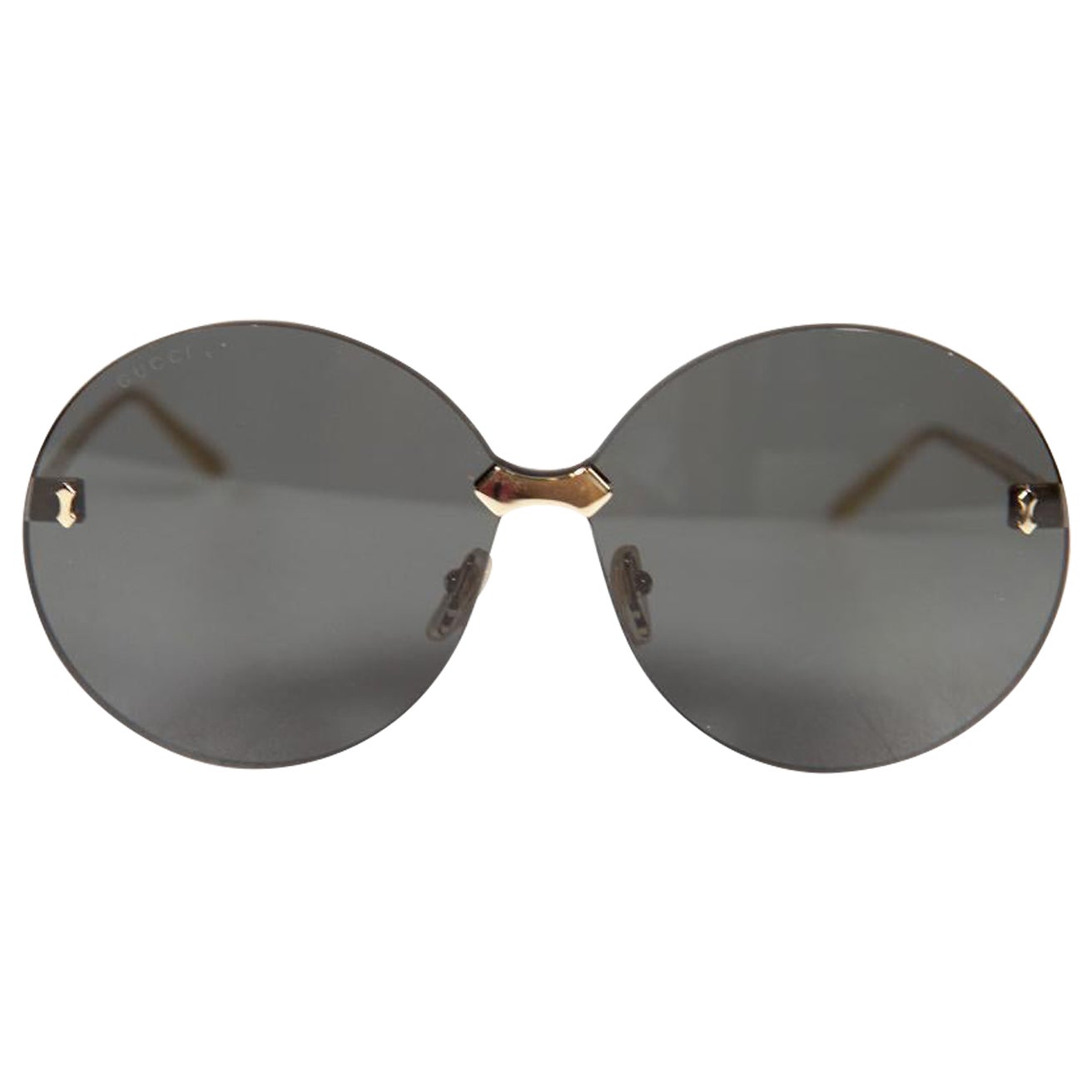 Gucci Black GG0353S Round Frame Rimless Sunglasses For Sale
