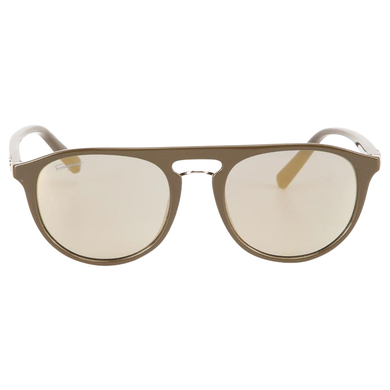 Salvatore Ferragamo Dunkle Khaki Aviator-Sonnenbrille im Angebot